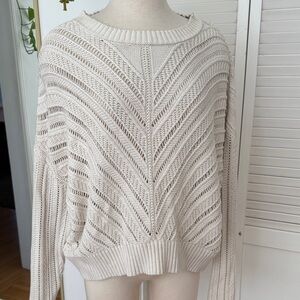 Old Navy Cream Open-Knit Crewneck Sweater